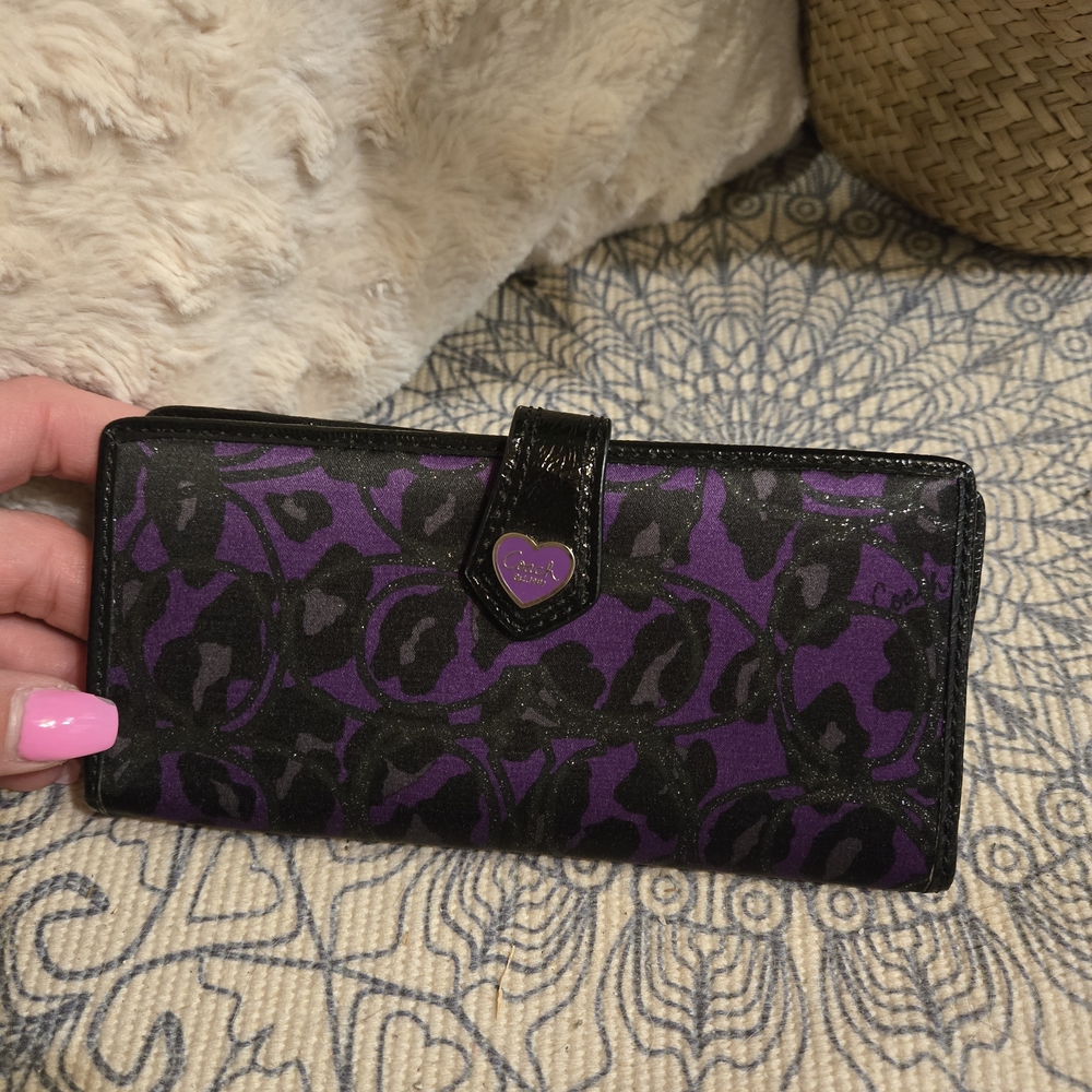 Purple and Black Patterned Women's Wallet
